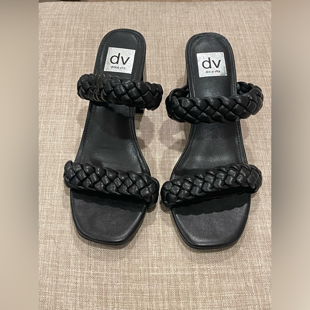 Dolce Vita Black Braided Leather Sandals